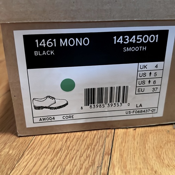 Dr Martens 1461 Mono Smooth Black (Size UK4/US5M/US6W/EU 37) - Picture 3 of 4